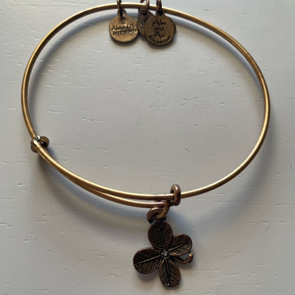 Alex and Ani Clover gold tone bangle
